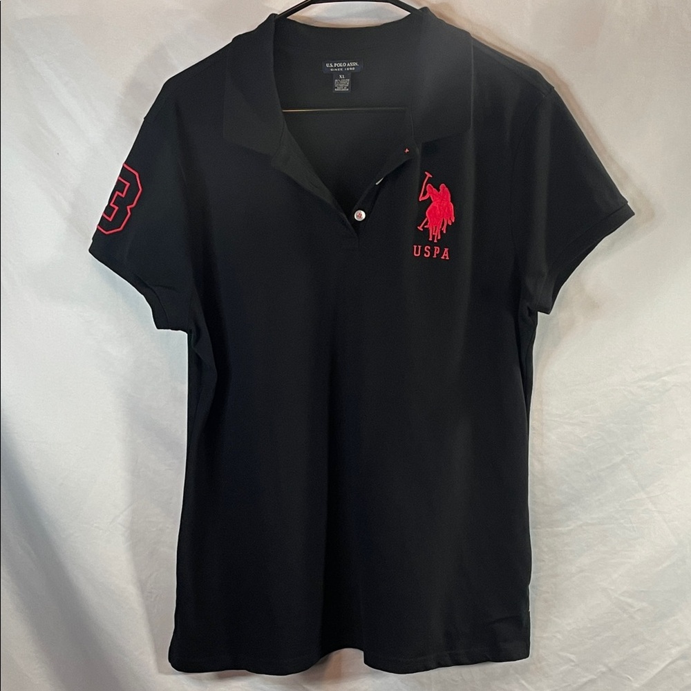 U.S. Polo Assn. Black Short Sleeve Polo with Red Logo